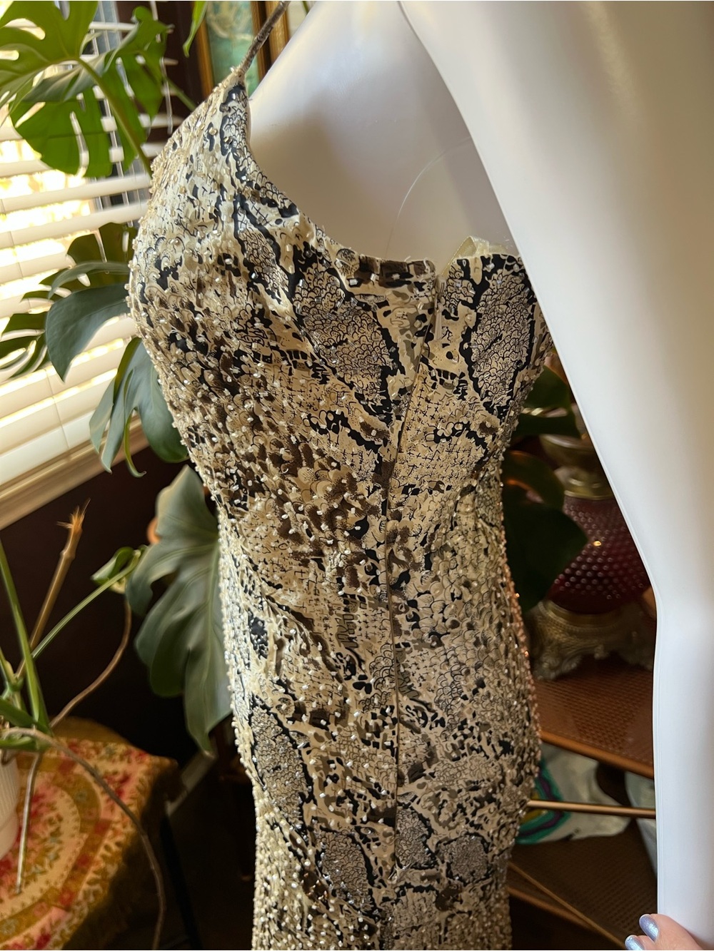 Vintage Y2K Snake Print Embellished Gown - Picture 10 of 14